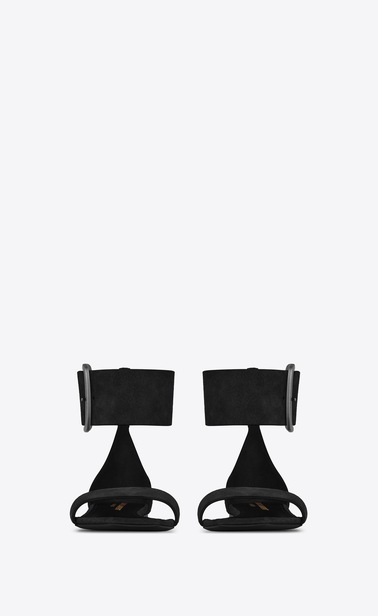 SAINT LAURENT Nu pieds Woman loulou flat buckle sandal in suede b_V4